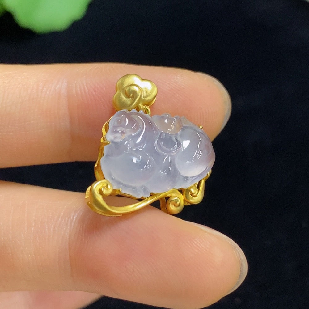 Jadeite Inlaid Pendant . | Huiliu Certified