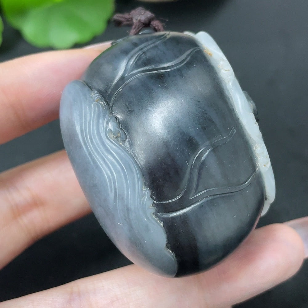 Hetian Jade Handheld Carving Ox with Other Mineral Components, Total Weight Approximately 115.6g