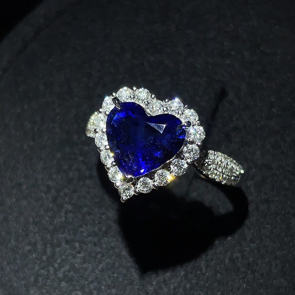 Sapphire Ring in 18K Gold with Diamond Accents