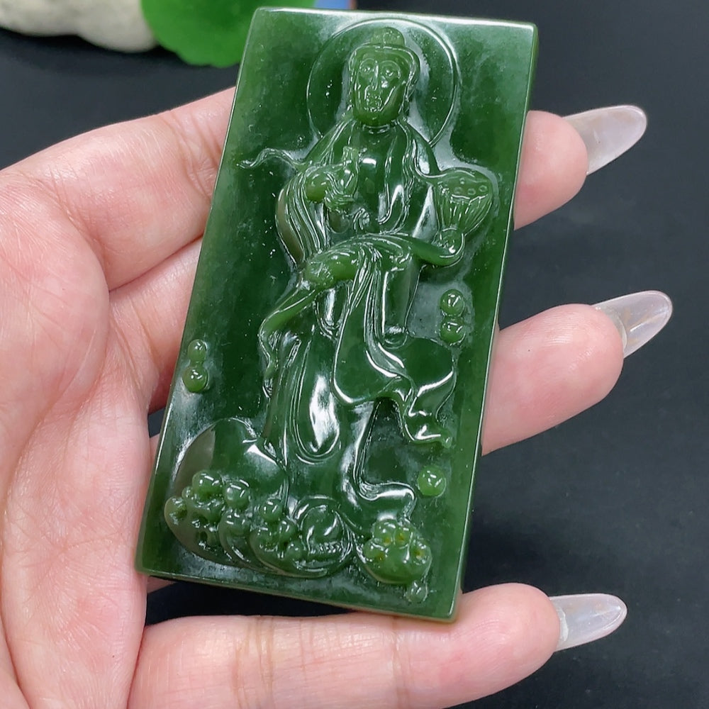 Hetian Jade Jasper Pendant Guanyin Total Weight Approx. 80.6g