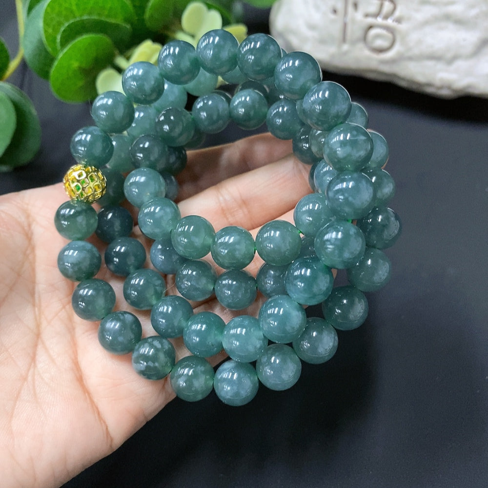 Jadeite bead necklace approx. 9.6mm (accessory without gold)