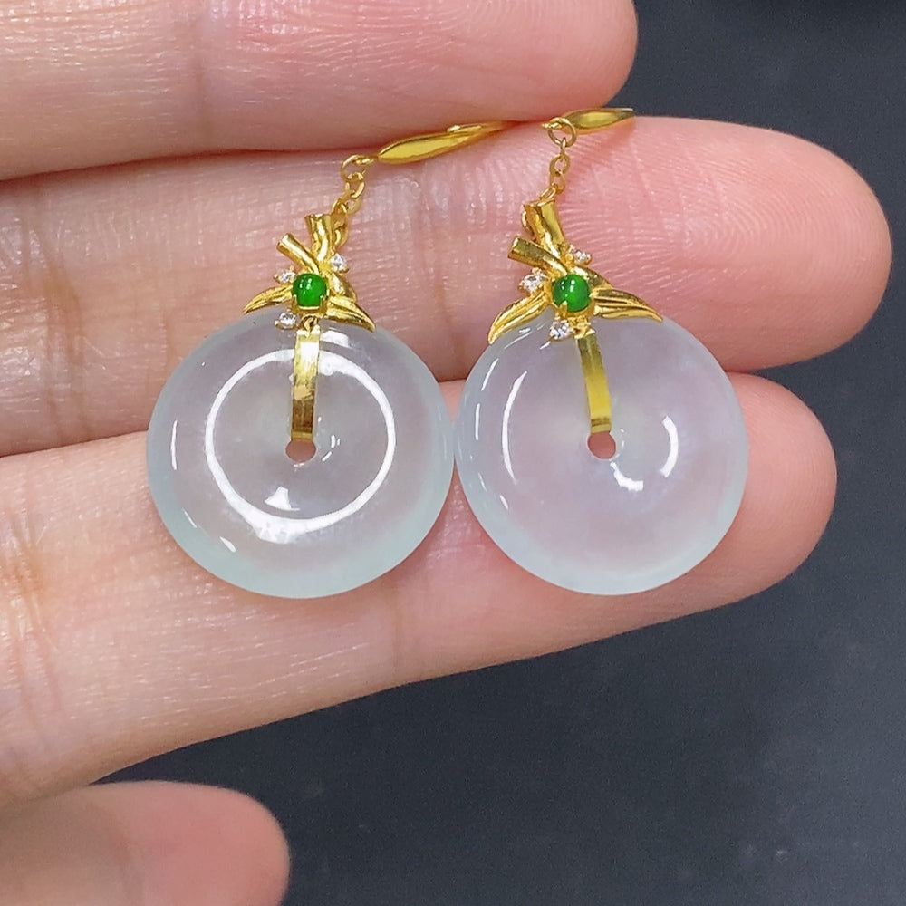 Jadeite Inlaid Earrings 18K Gold (Non-Diamond)