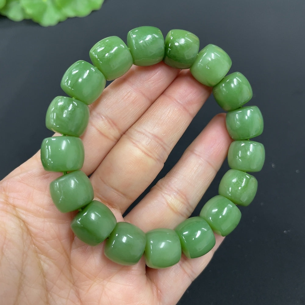 Hetian Jade Jasper Bracelet, approx. 11.8mm beads, total weight approx. 52.2g