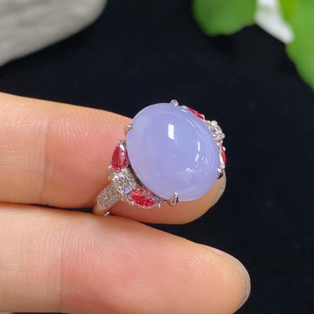 Jadeite Cabochon Inlaid Ring with 18k Gold and Diamond Accents (4 Marked Red Large Stones Are Non-Diamond) Size 16, Total Weight Approx. 3.71g