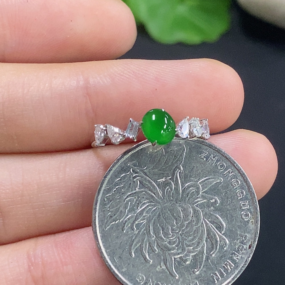 Jadeite Cabochon Ring 18k No Diamond Size 12 Total Weight Approx. 1g