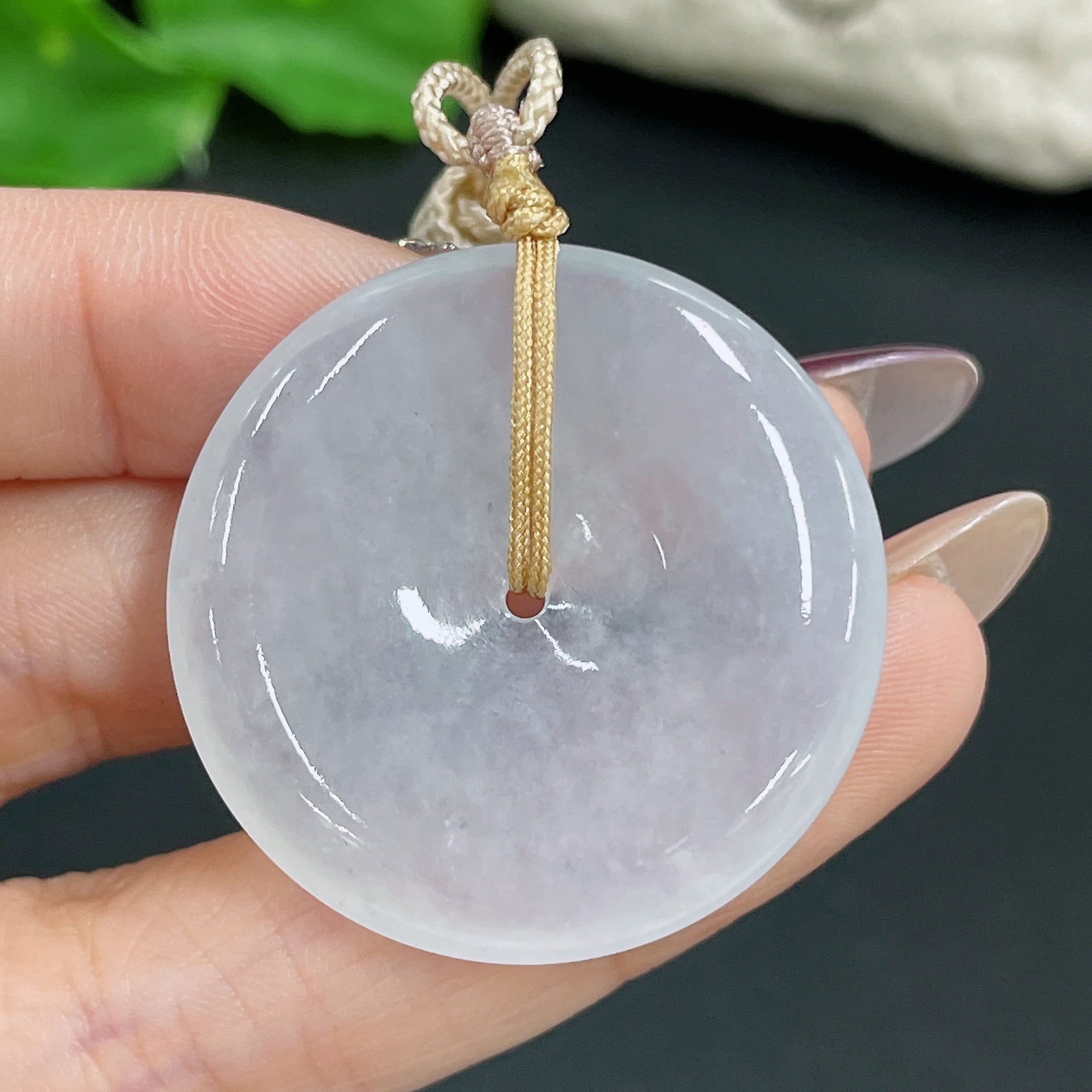Jadeite Pendant Peace Knot with Cord Total Weight Approx. 15.25g