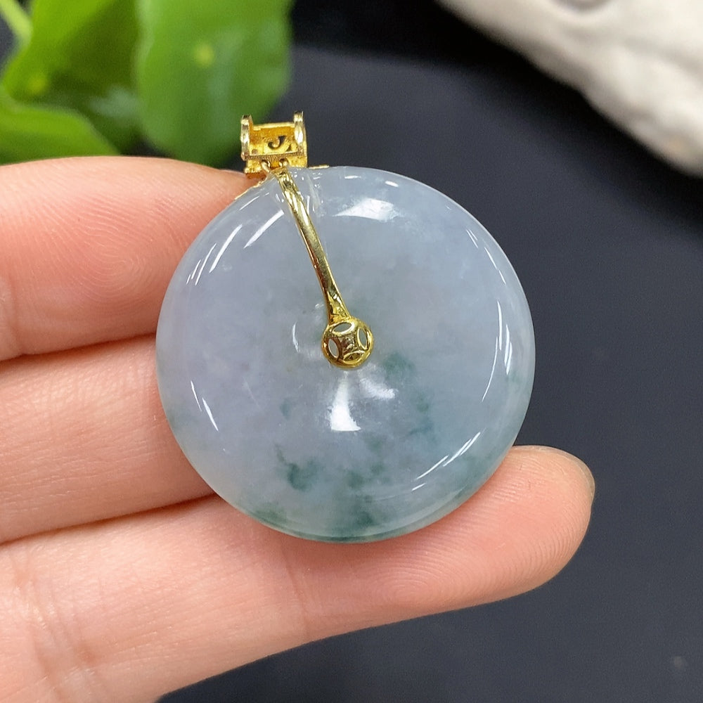 Jadeite Safety Pendant with 18K Gold Bail