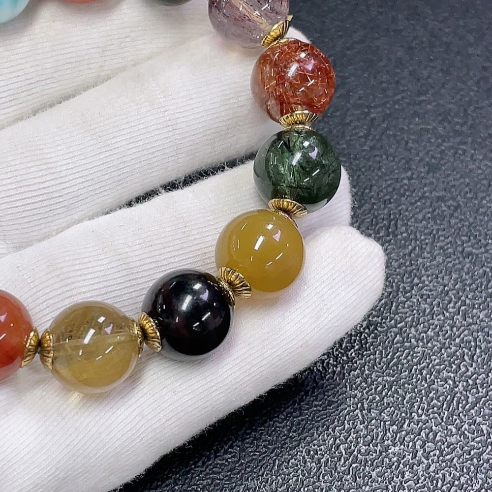 Crystal Bracelet, Approx. 13mm, Total Weight Approx. 47.40g, with Larimar and Red Agate