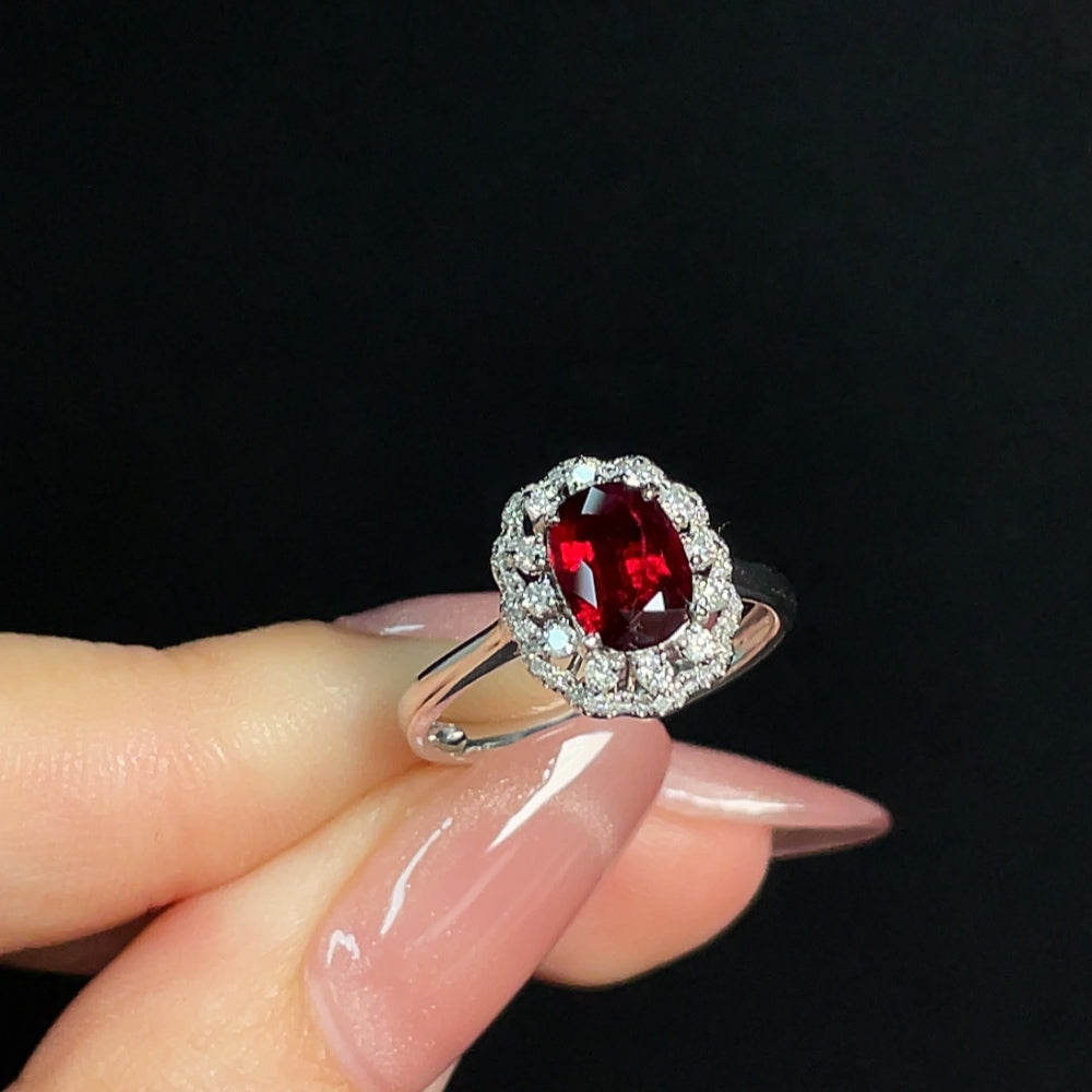 Ruby Ring in 18K Gold, Total Weight Approx. 2.68g, Size 14