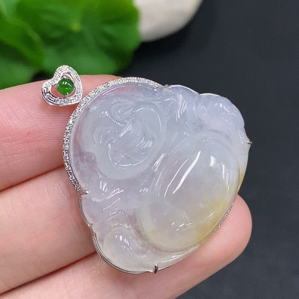 Jadeite Buddha Pendant 18k Gold Total Weight Approx. 8.8g Non-Diamond