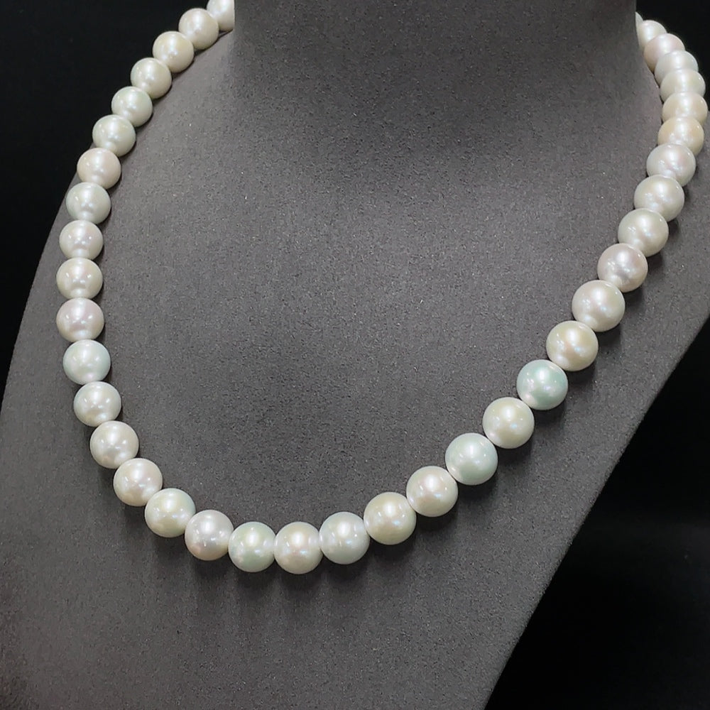 Pearl bead necklace, marked red parts are not gold, the rest are 18k gold, total weight approx. 76.64g, size approx. 9.9-10.8mm