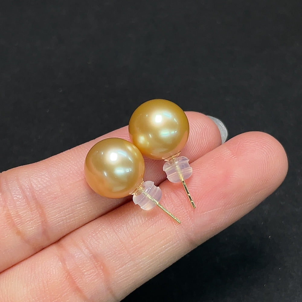 Seawater Pearl Earrings, Color Origin Undetermined, 18K Gold, with Box