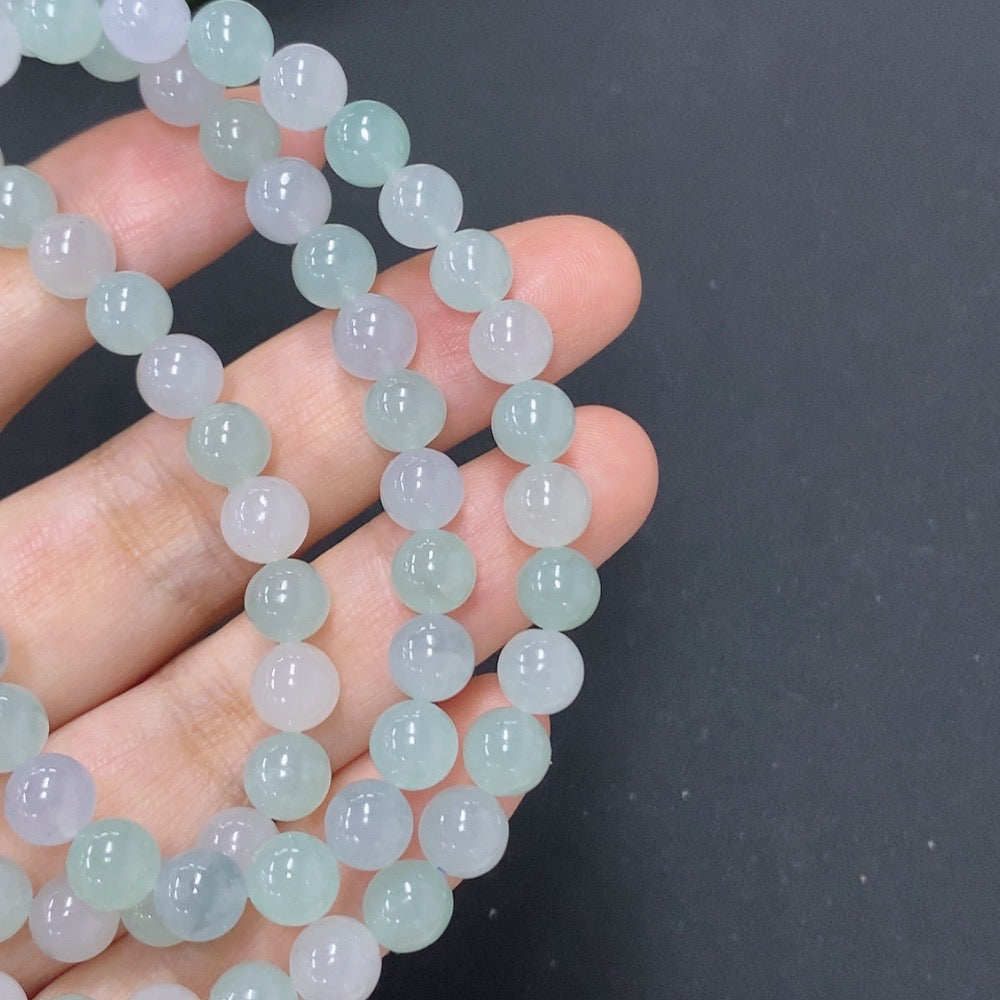 Jadeite Bead Necklace Non-Gold Total Weight Approx. 48.5g Size About 6.8mm