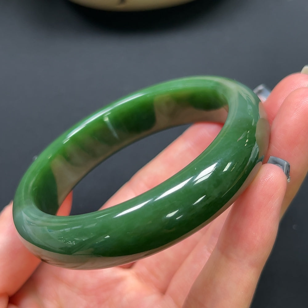 Hetian Jade Round Bracelet Size 56.1mm Total Weight Approx. 61.4g