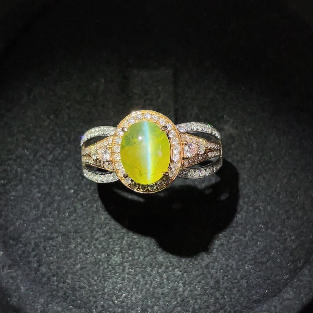 Chrysoberyl Ring, 18K Gold, Accented with Diamonds