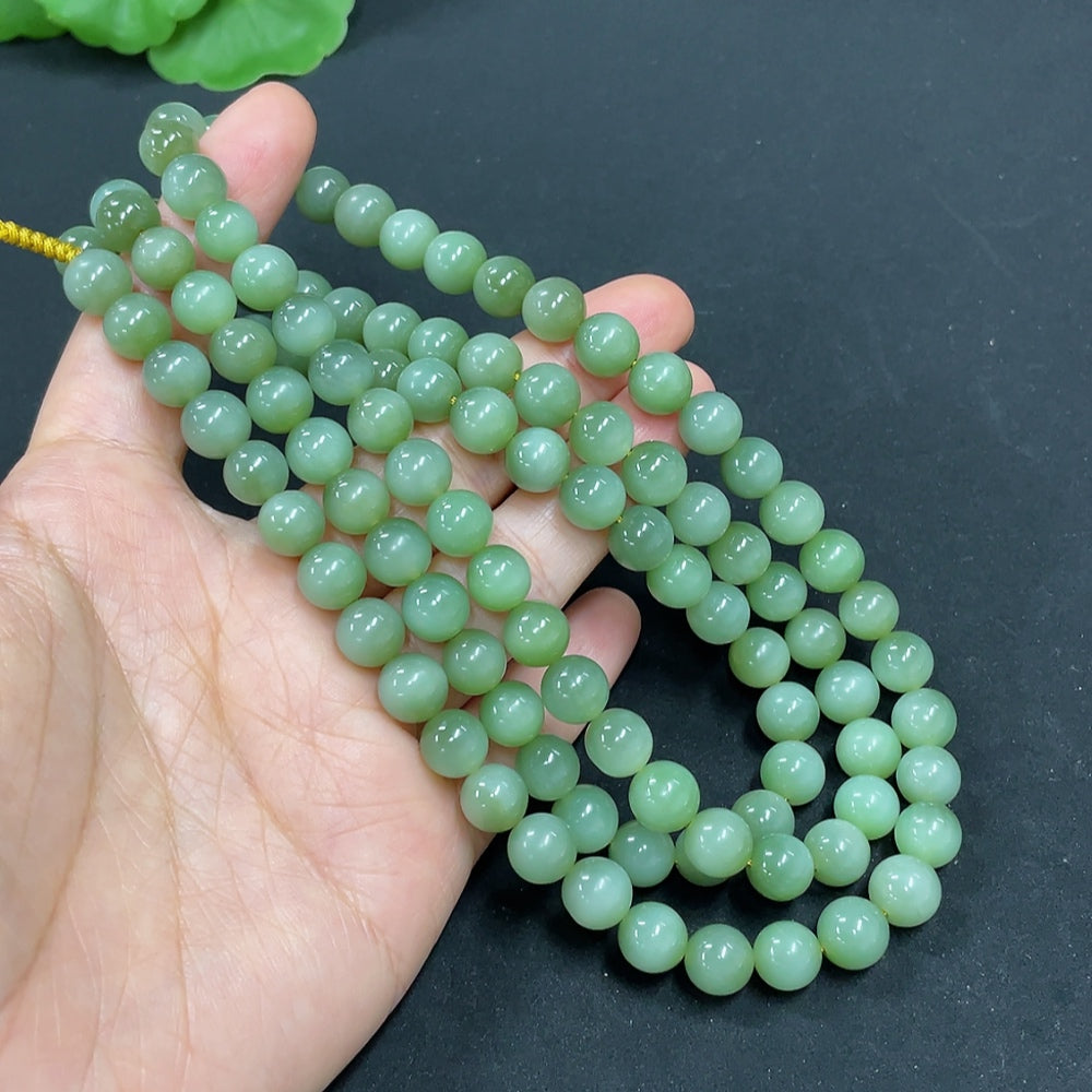 Hetian Jade Jasper Bead Necklace, approx. 7.8mm, total weight approx. 86.6g