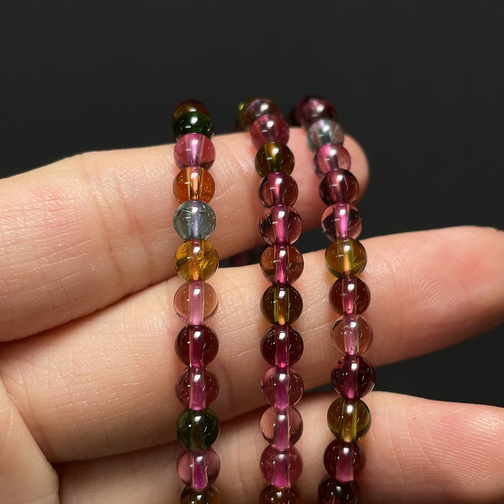 Tourmaline Bead Necklace with Visible Organic Matter