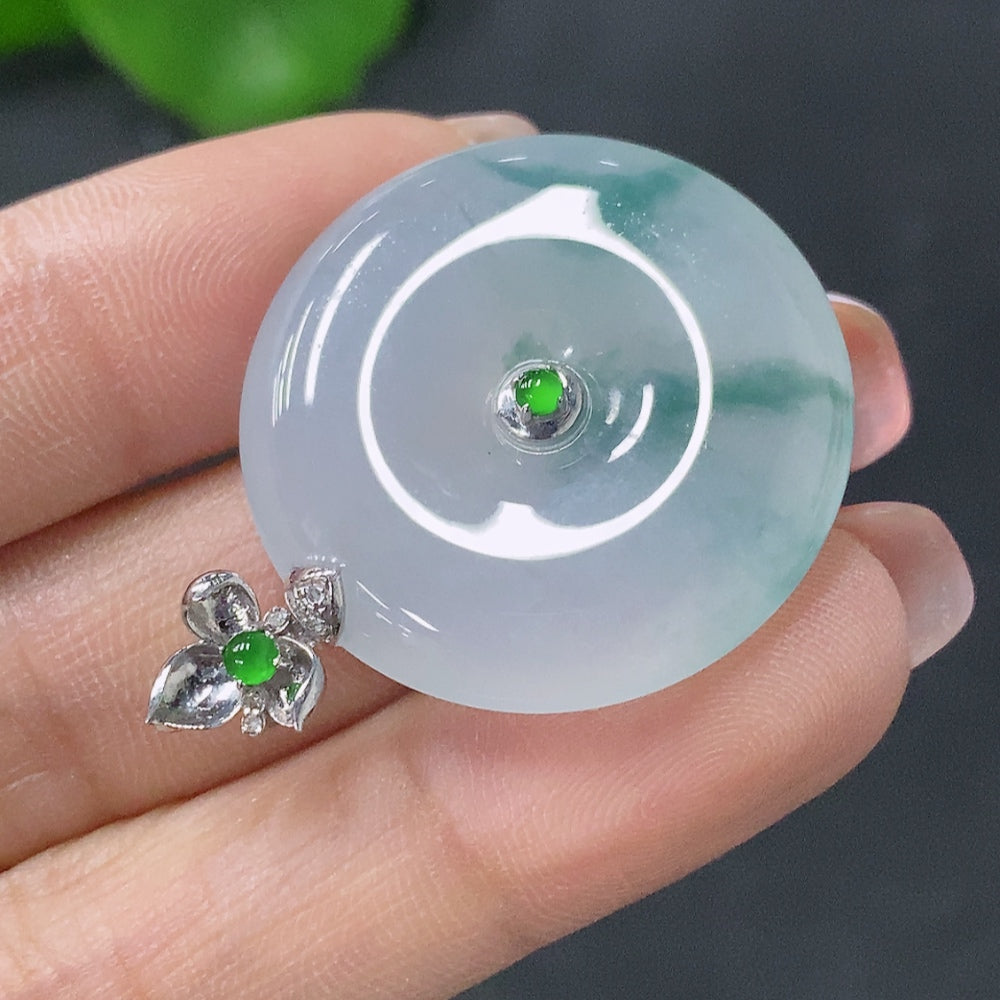 Jadeite Pendant Safety Buckle 18k Total Weight Approx. 9.33g