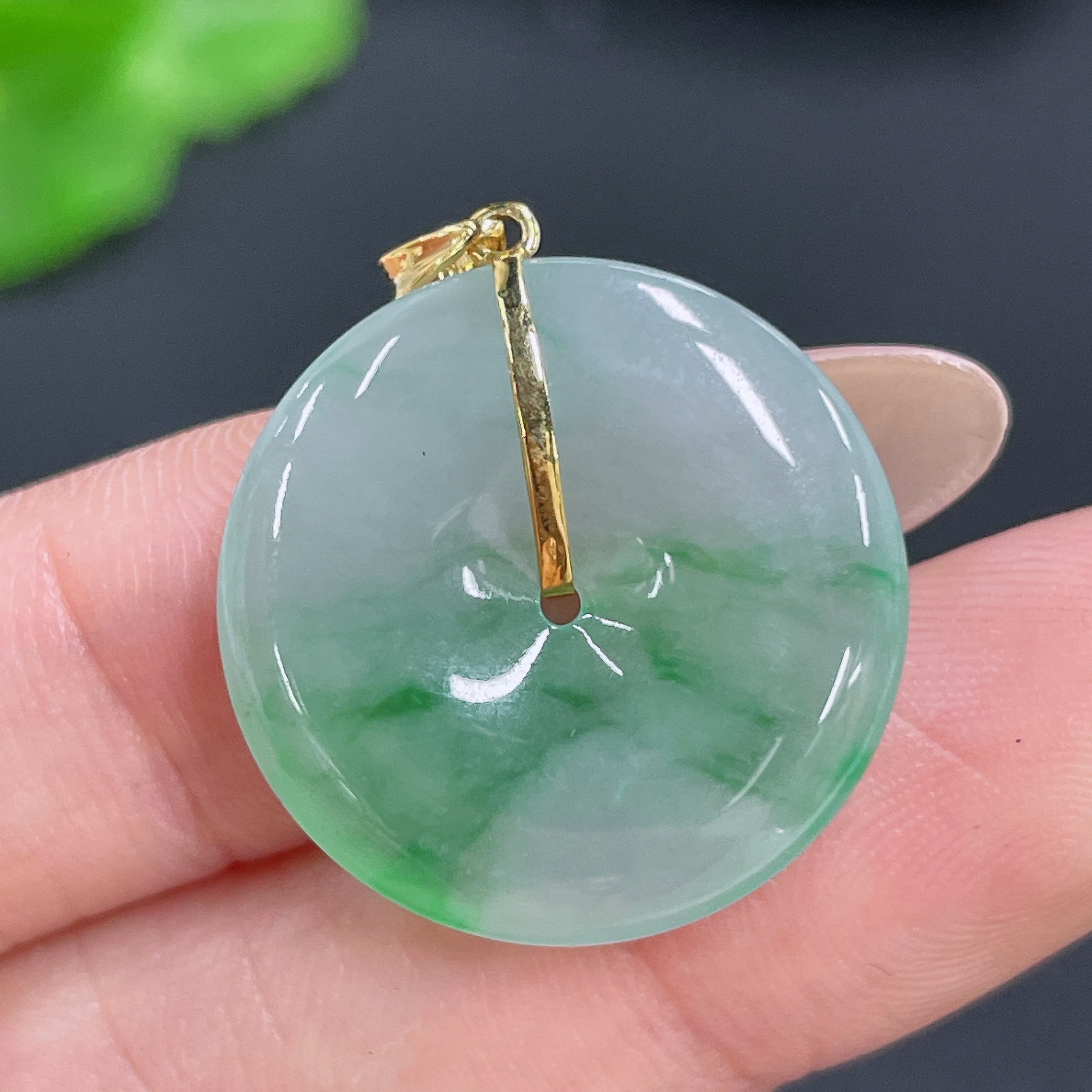 Jadeite Pendant Peace Buckle 18k Buckle Head Total Weight Approx. 3.86g