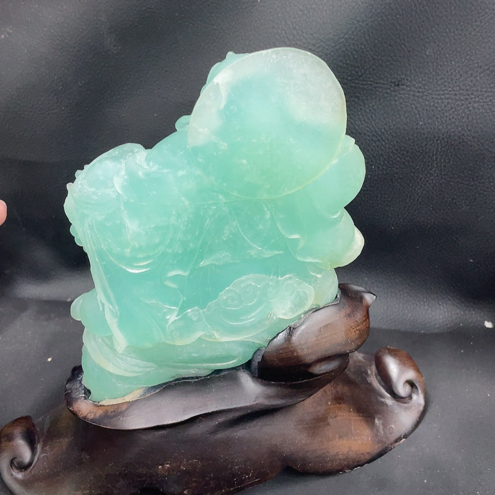 Xiuyu (Serpentine Jade) Ornament Buddha, Total Weight Approx. 890g