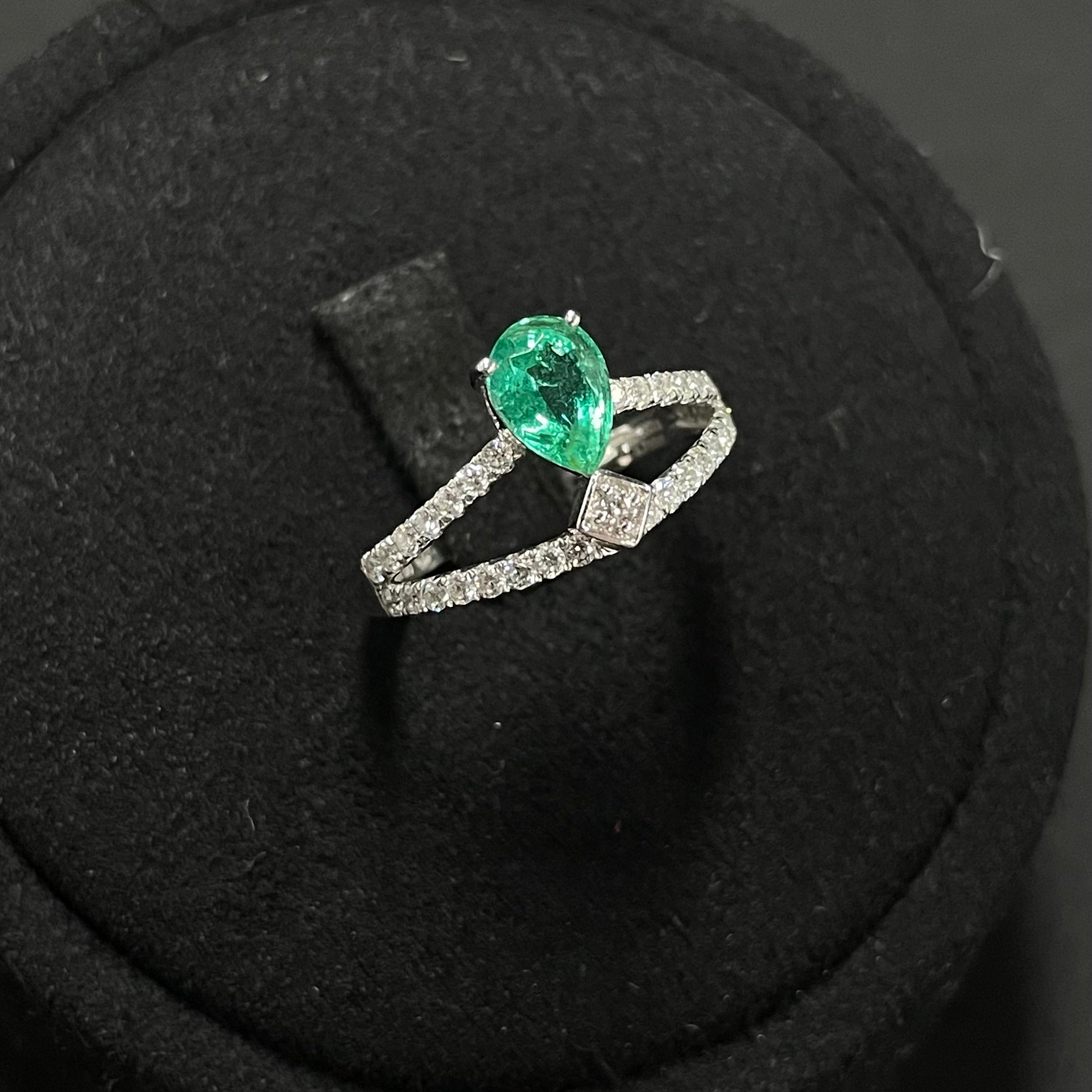 Emerald Ring in 18K Gold, Size 12, Total Weight Approx. 2.53g, Clarity Enhanced, Accented with Diamonds