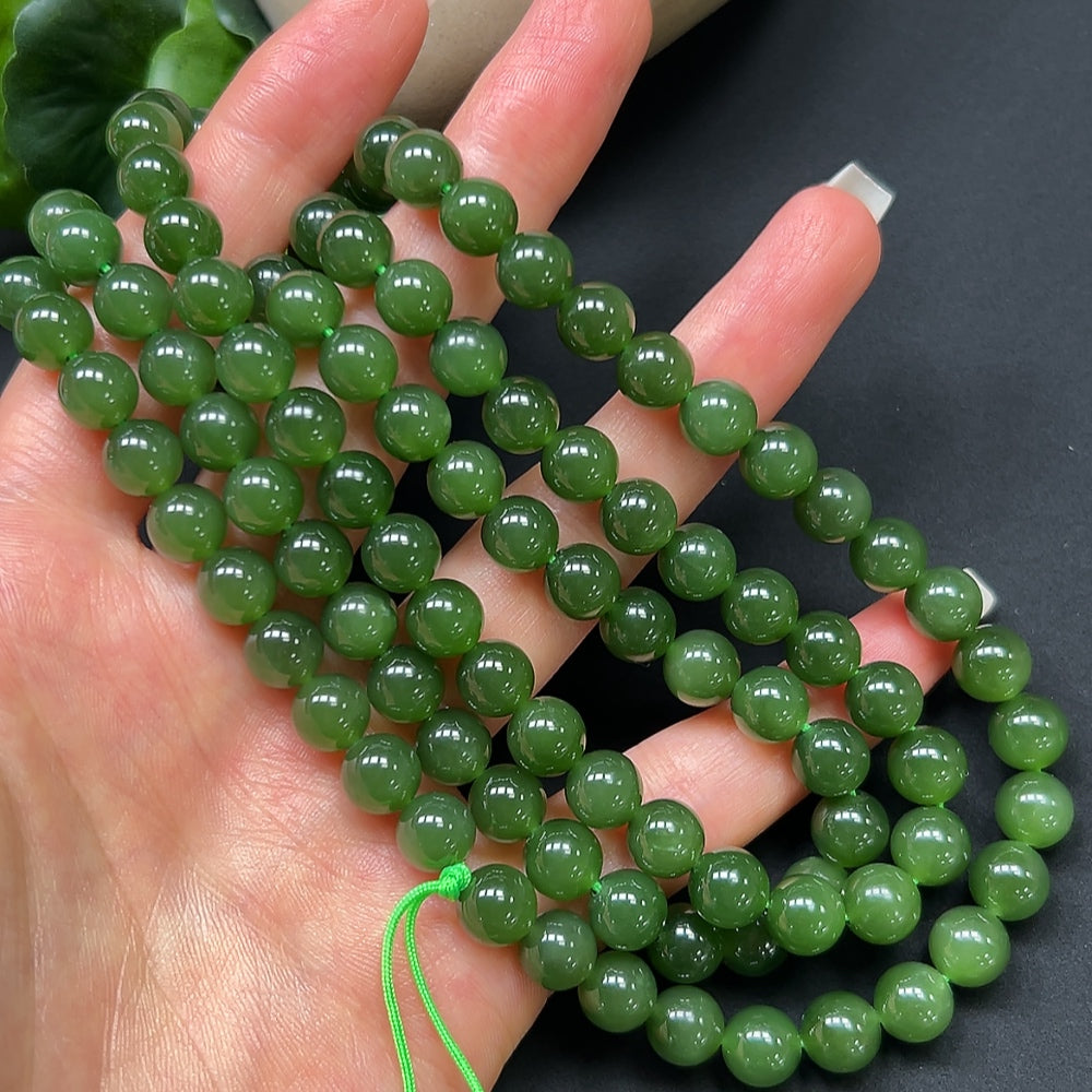 Hetian Jade Jasper Bracelet 8mm Approx. 87.27g with String