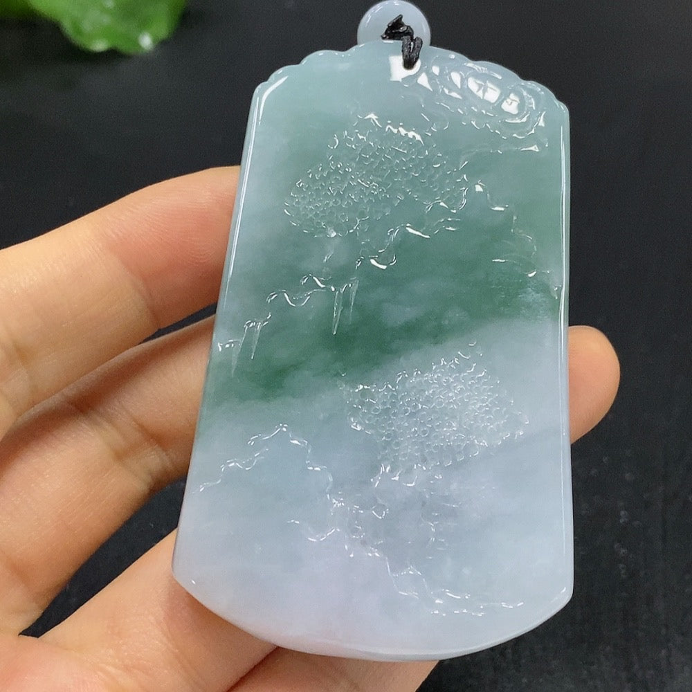 Jadeite landscape pendant total weight 81.496g