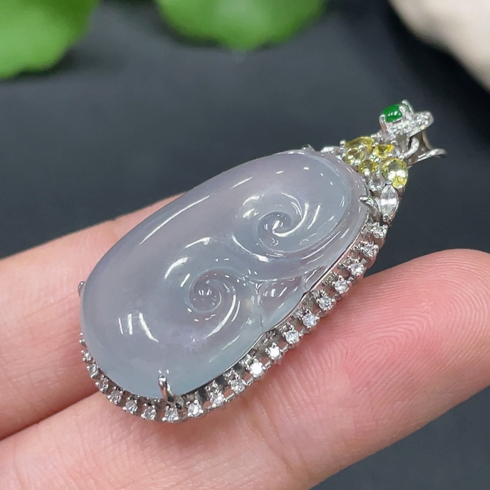Jadeite Ruyi Inlay Piece 18k Gold Inlaid Total Weight Approx. 6.93g