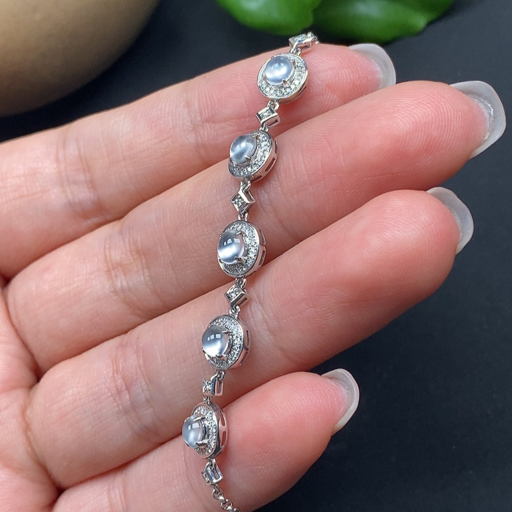 Jadeite Inlaid Bracelet with Diamond Accents 18k