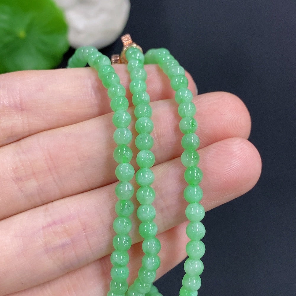 Jadeite Bead Necklace Non-Gold Total Weight Approximately 17g Size About 3.8mm