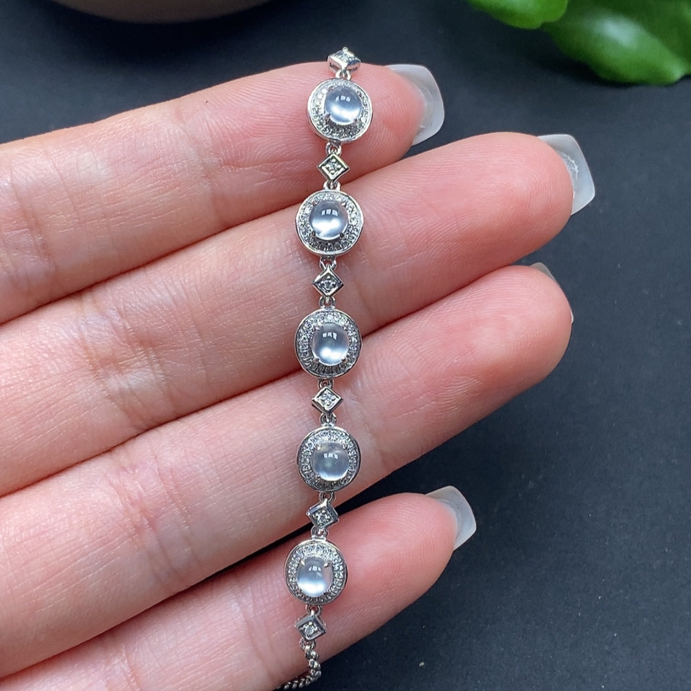 Jadeite Inlaid Bracelet with Diamond Accents 18k
