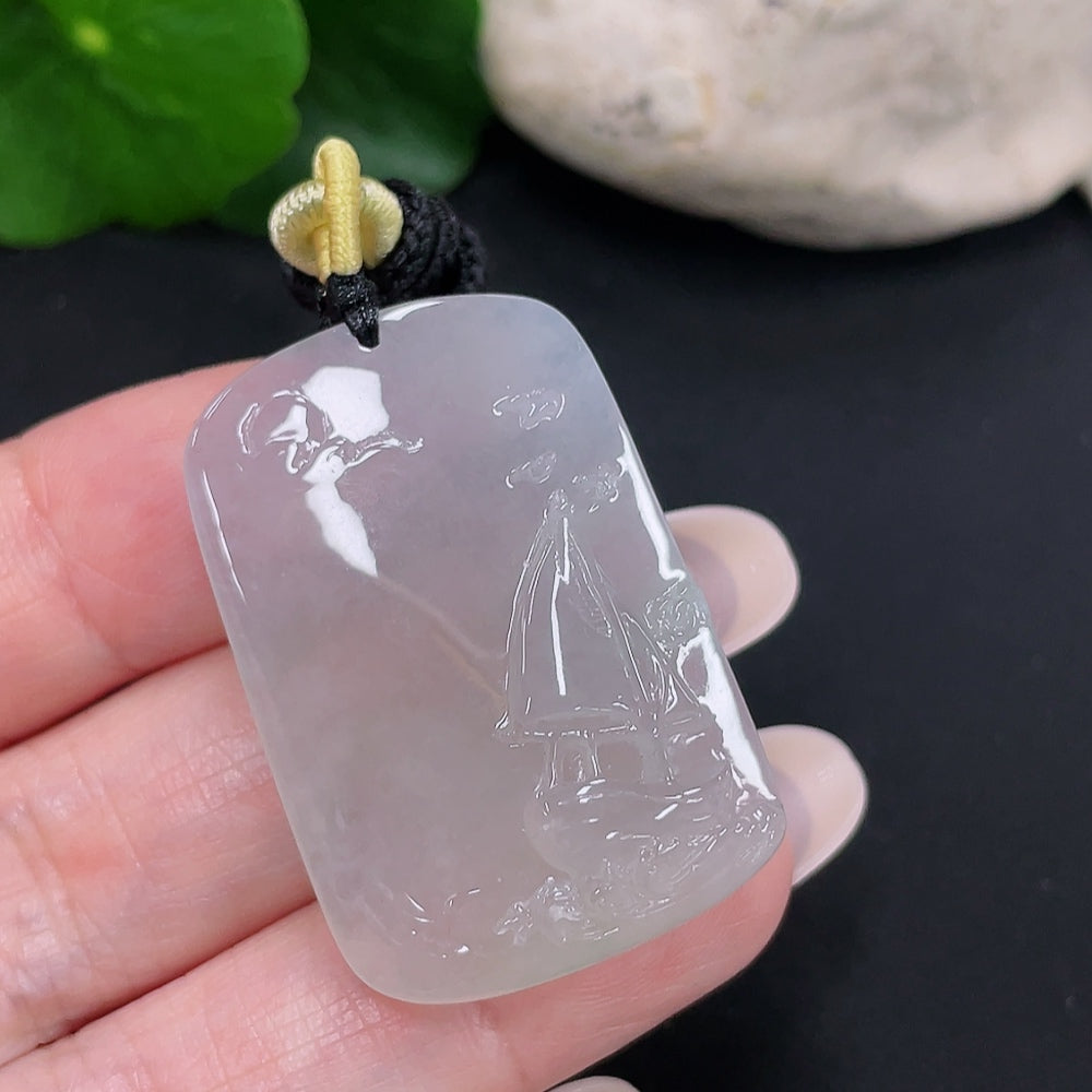 Jadeite Smooth Sailing Pendant Total Weight Approx. 19.75g