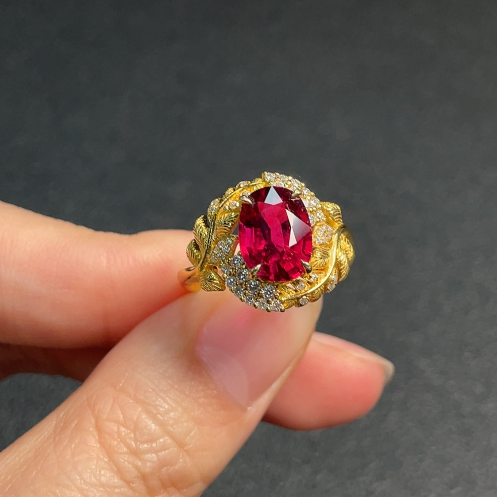 Tourmaline Ring Non-Diamond Gold Content Au37% Total Weight Approx.3.7g Size15