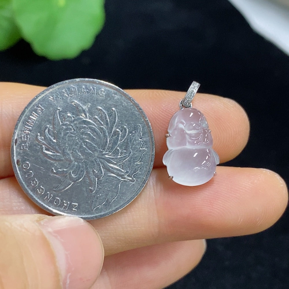 Jadeite Pendant with 18k Gold and Diamond Accents, Total Weight Approximately 1.32g