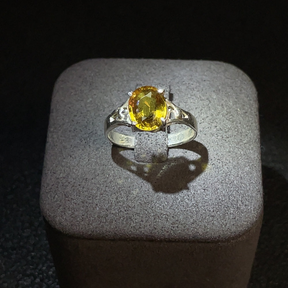 Sapphire Ring, Color Origin Undetermined, Non-Gold, Total Weight Approx. 2.30g, Size 15