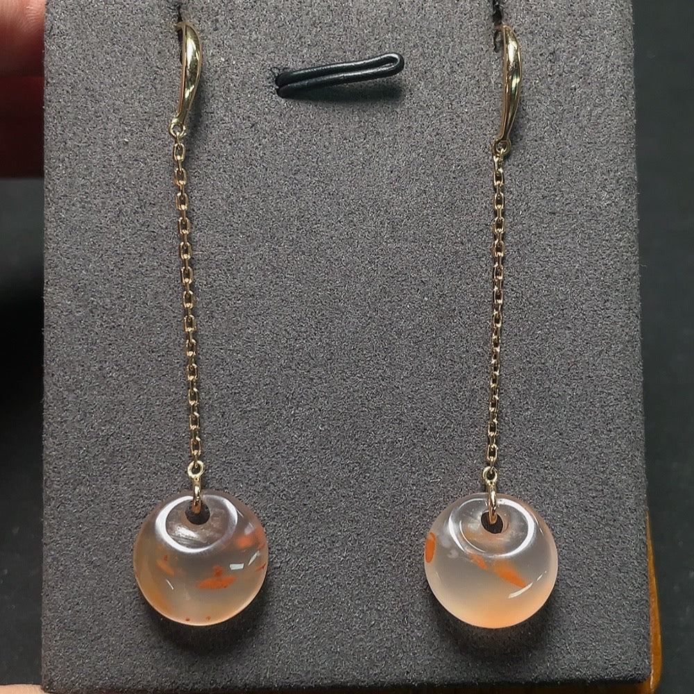 Red Agate Earrings 18k Gold Total Weight Approx.4.56h Size 13.2mm
