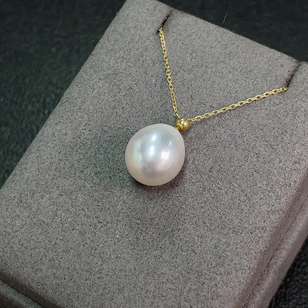 18K Saltwater Pearl Necklace, Total Weight Approx. 4.64g, Size Approx. 11.6mm
