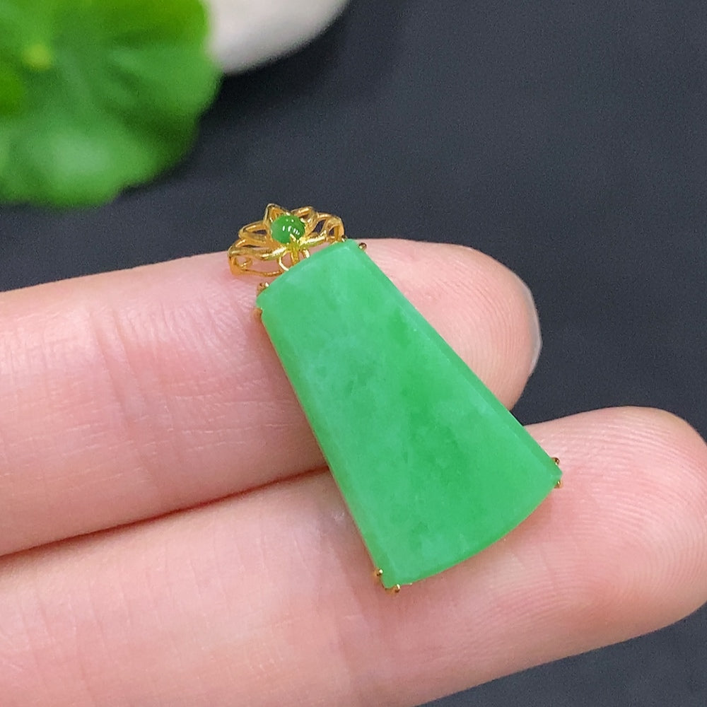 Jadeite Plain Pendant Necklace 18K Gold Total Weight Approx.1.9g