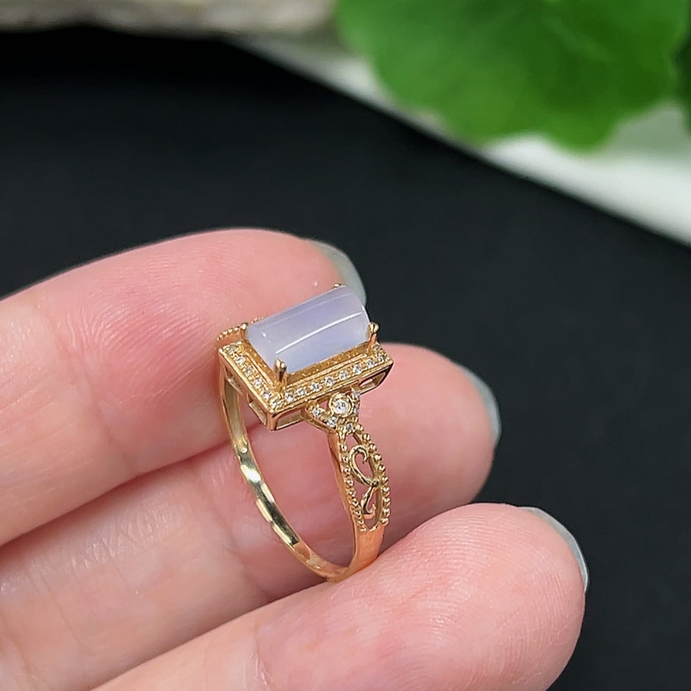 Jadeite Inlaid Ring in 18K Gold (With Diamond Accents)