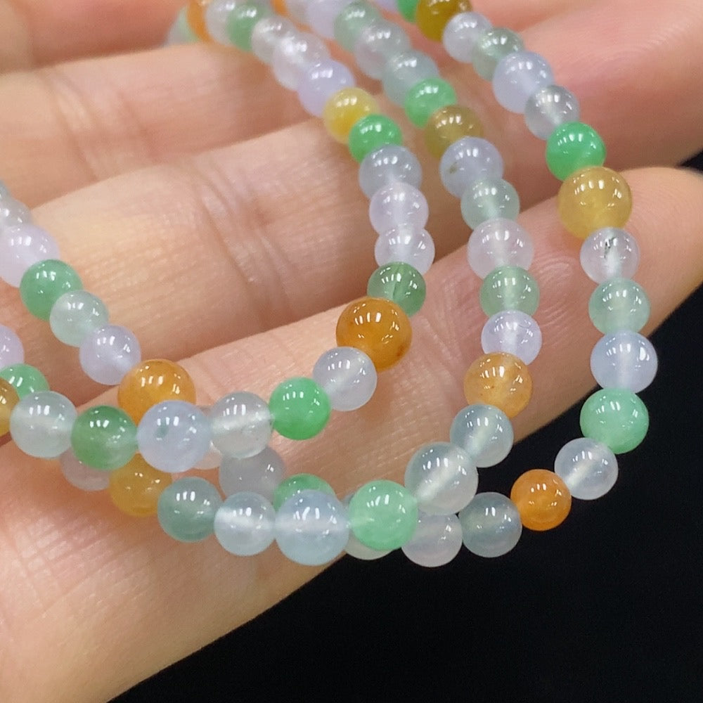 Jadeite Bead Necklace Approx. 3.8mm Non-Gold Total Weight Approx. 15.44g