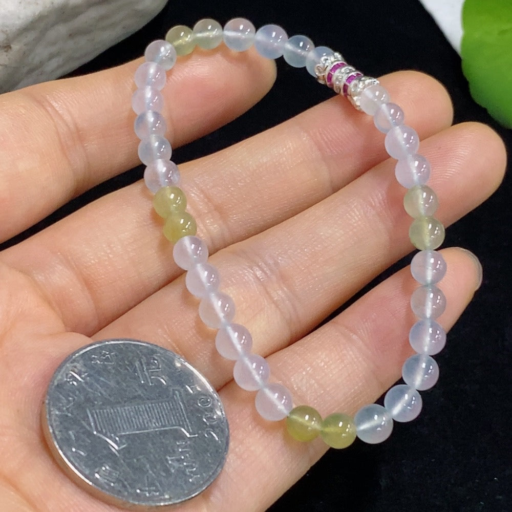 Jadeite bracelet with 4.8mm jade beads, non-gold, approximately 8.22g, featuring smooth, polished jade stones.