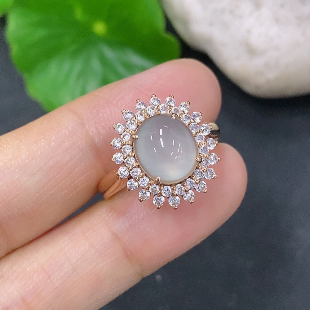 Jadeite Ring with 14k Non-Diamond Setting Size 13 Total Weight Approx. 4g