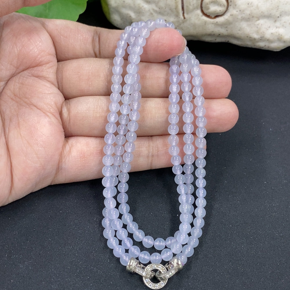 Jadeite Bead Necklace Approx. 4mm Non-Gold