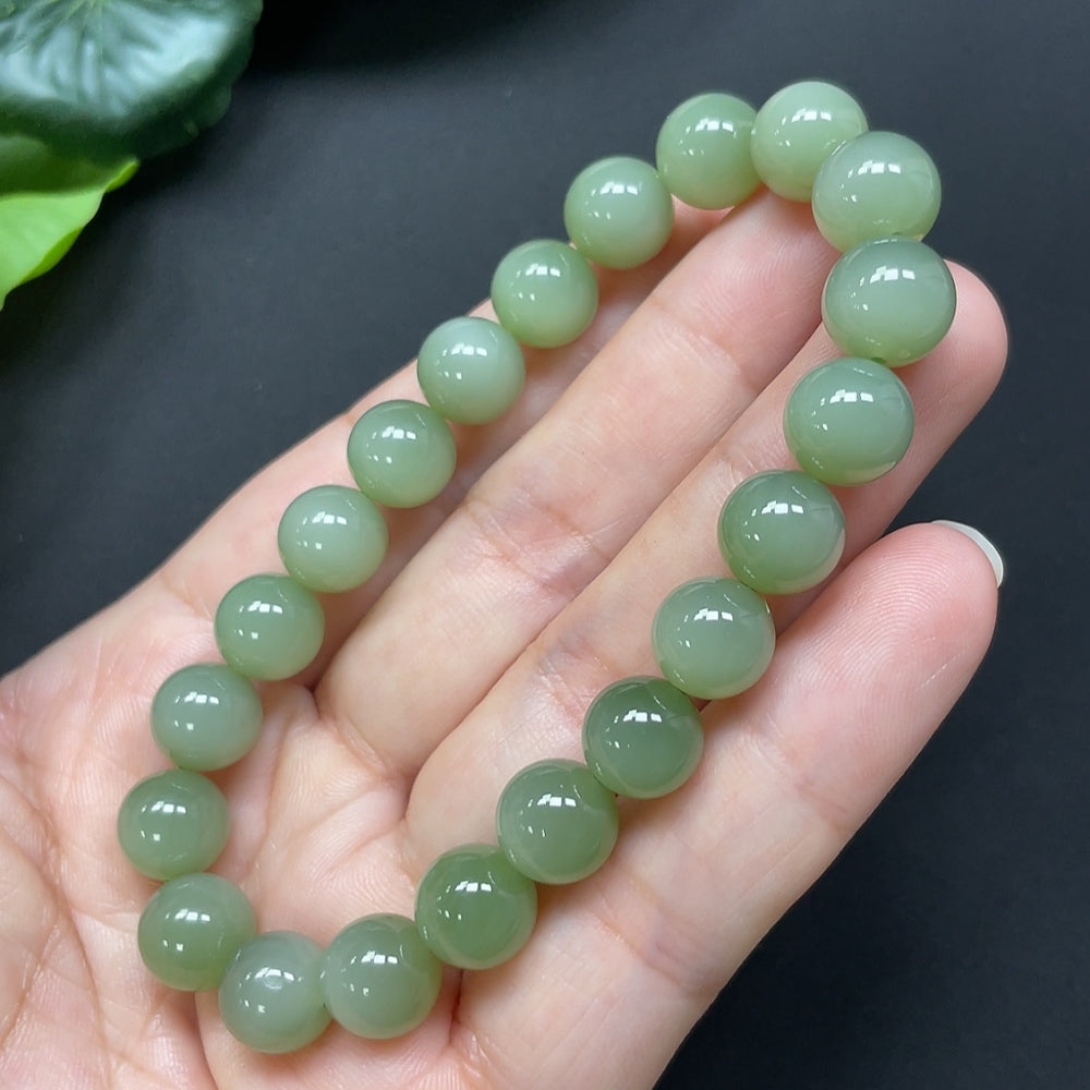 Hetian Jade Bracelet, 9.6mm, Approx. 29.54g