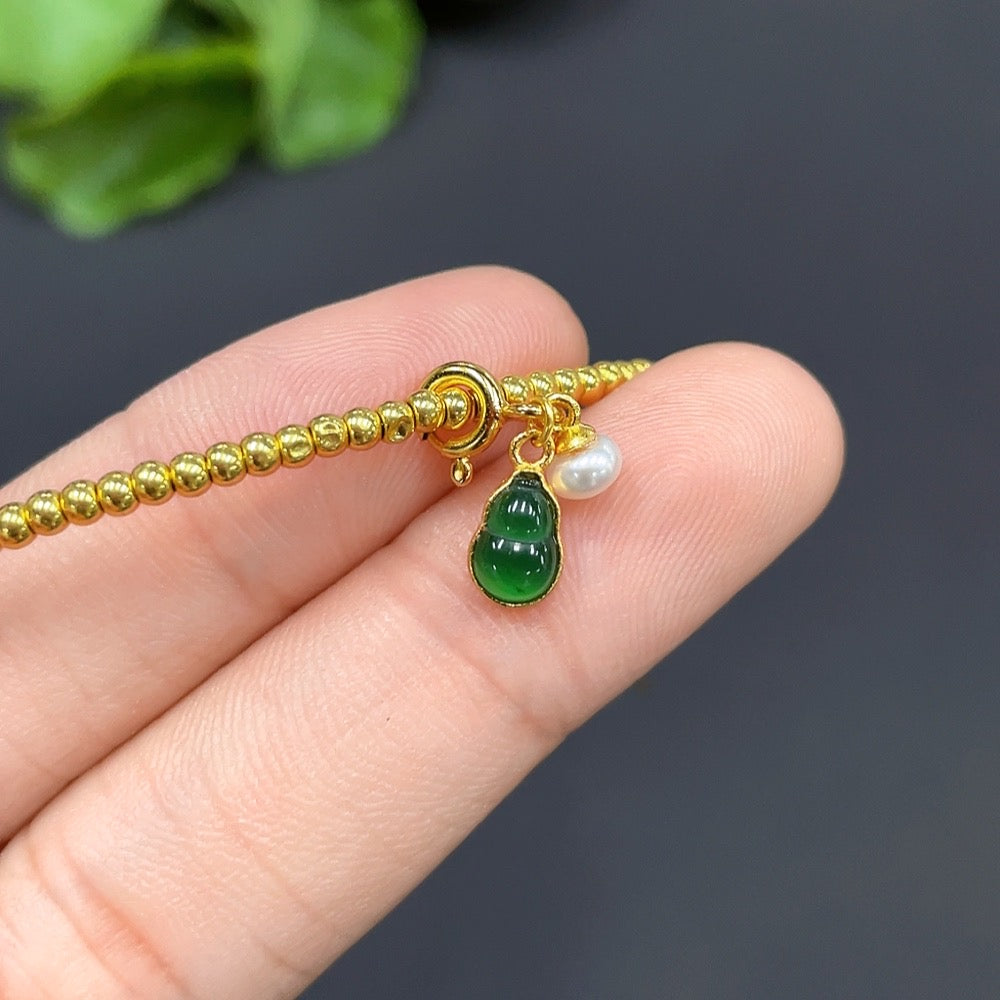 Jadeite Gourd Bracelet Small Round Beads Gold Content 99% Others Non-Gold Total Weight Approx. 2.23g