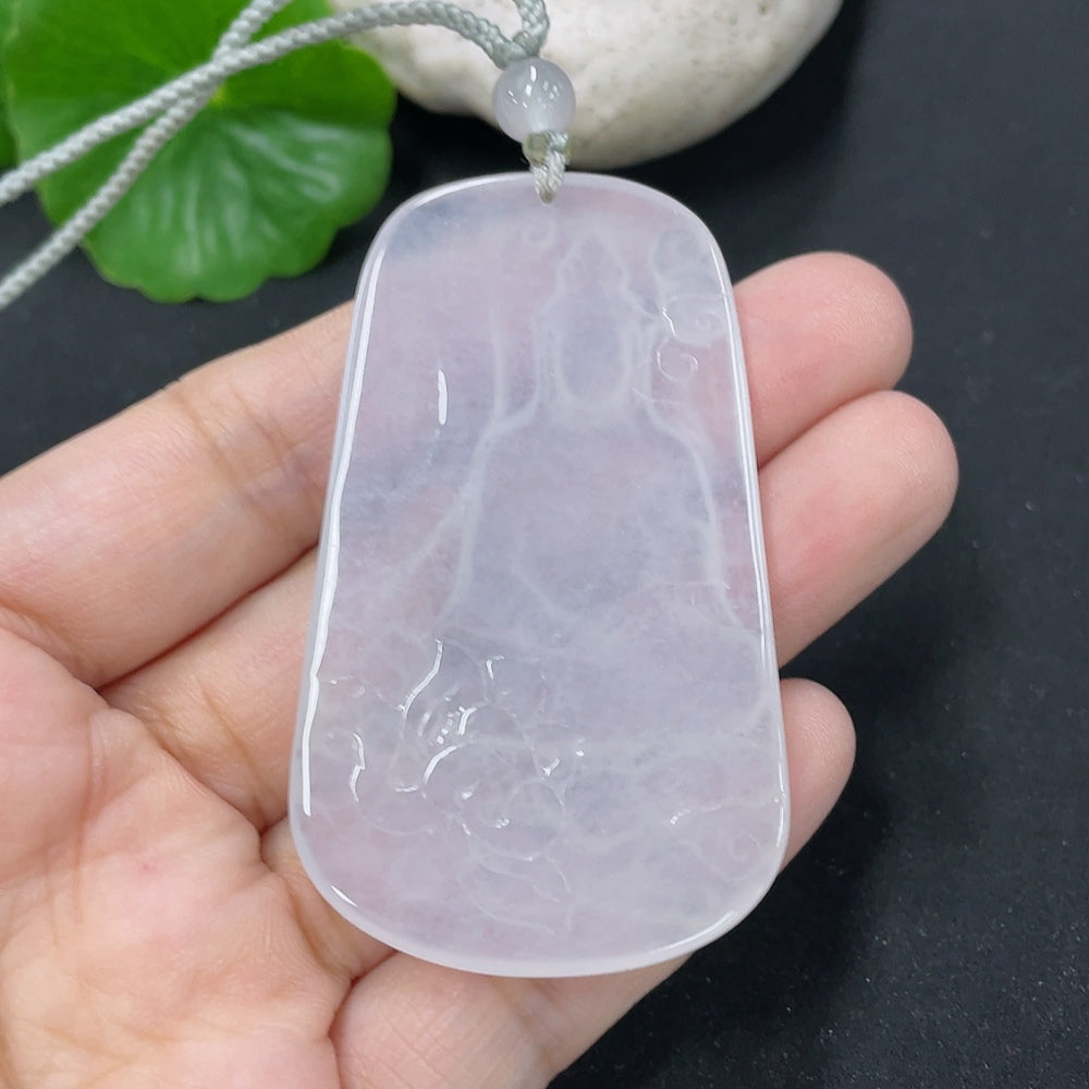 Jadeite Guanyin Pendant Plaque with Non-Type A Beads