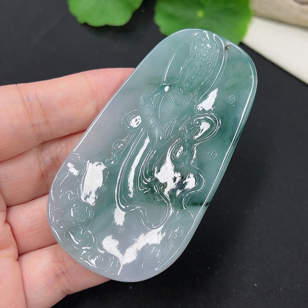 Jadeite Guanyin Pendant, Total Weight About 25.83g