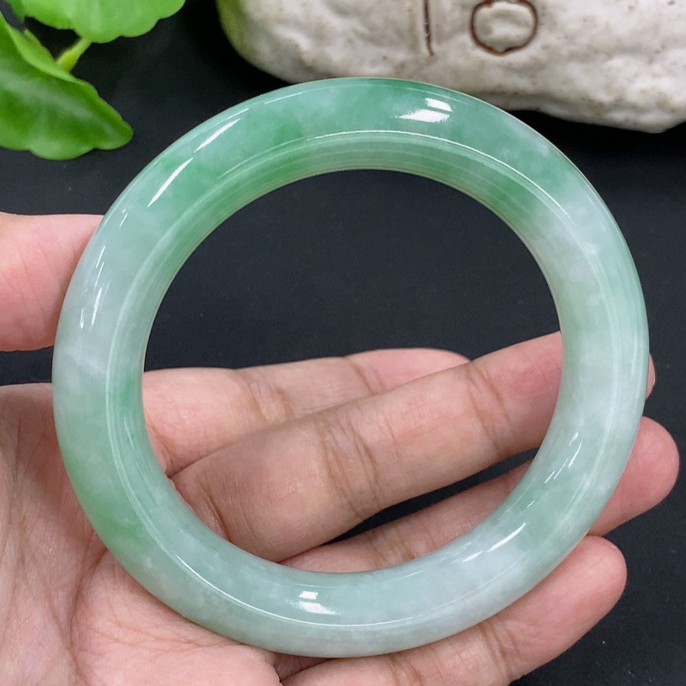 Jadeite Round Bangle, Total Weight Approx. 71.66g, Size 56