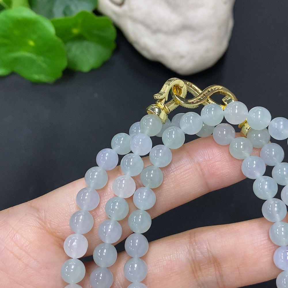 Jadeite Bead Necklace Approx. 5.9mm Non-Gold Total Weight Approx. 46.1g