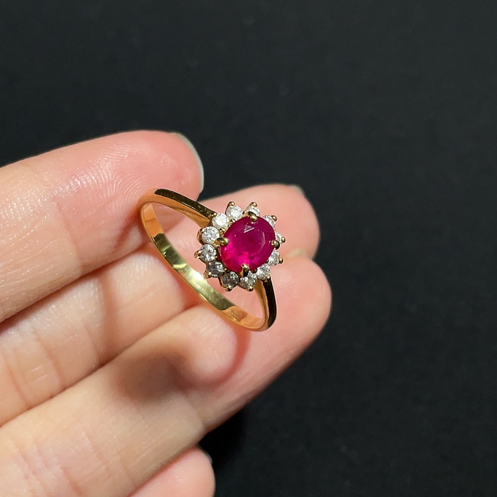 Ruby Ring with Diamond Accents, 18K Gold